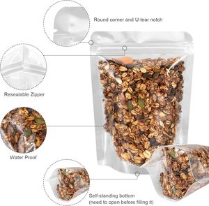 Gói đứng lên túi túi, có thể khóa lại rõ ràng Túi tự niêm phong với vết rách để đóng gói thực phẩm - Product Image 3
