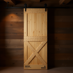 Porte coulissante manuelle en pin massif Narvik, style ferme, 33,5x82,7, pour intérieur - Product Image 2