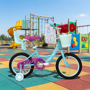 Vélo pour filles <span class=keywords><strong>WEIZE</strong></span> de 3 à 5 ans, 14 pouces, avec roues d'apprentissage, panier, siège pour poupée, suspension rigide, frein à rétropédalage, bleu - Product Image 2