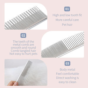 Fabrik Großhandel Custom Logo Golden Edelstahl Cat Pin Haarkamm Metall Hund Haustier Pflege Flohkamm - Product Image 6