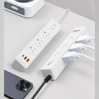 Prise de courant industrielle américaine standard 10A avec 6 prises et 3 ports USB (2 A et 1 C) en ABS et cuivre