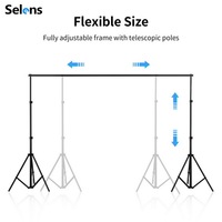 Set Stand Backdrop Adjustable Selens 2x2m 2x3m 2.4x3m 2.6x3m 2.8x3m 3x3m dengan Klip dan Tas Jinjing untuk Sistem Penyangga Latar Belakang