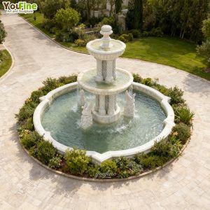 ड्राइववे केंद्र के लिए बाहर बड़े शास्त्रीय पत्थर सफेद संगमरमर के कबूतर पानी के फव्वारे मूर्तिकला - Product Image 6