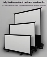 Écran de projection manuel pliable blanc pour sol, format 16:9, compatible 4K et 3D, portable et escamotable