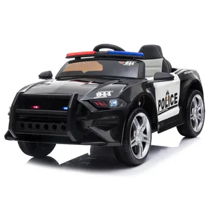 Coche de policía eléctrico para niños, coche de juguete de 12V para exteriores