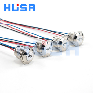 HUSA Interrupteur de sécurité à bouton-poussoir en métal argenté à tête haute 16 mm IP65 3A 220V 1NO à maintien momentané CE avec anneau lumineux LED - Product Image 1