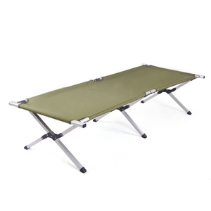 Lit de camping ultraléger en alliage d'aluminium 1900 mm vert militaire pliable et portable pour le camping et les situations d'urgence - Product Image 1
