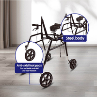 Déambulateur pliable à hauteur réglable avec siège, nouveau design de sangle pour la rééducation assistée et la marche debout