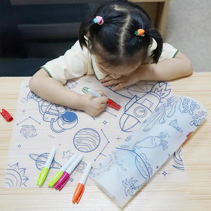 Tablette de peinture à l'aquarelle en silicone transparent lavable pour enfants, série Espace Océan, 40x30cm, toile de peinture pour salle à manger - Product Image 2