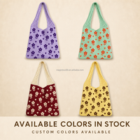 Sac fourre-tout en tricot à motif floral 'Plage Côtier' Vert menthe, Sac à bandoulière floral, Logo personnalisé, Couleur, Taille, Faible MOQ, Marque privée, Vente en gros