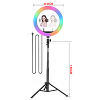 Anneau de selfie led 13 pouces 33cm rgb avec anneau de support de trépied 1.6m/2m pour la photographie de produits de maquilleur