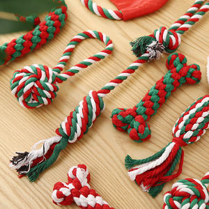 Toptan toplu noel köpek oyuncaklar Bite dayanıklı % noel hediyesi pamuk halat köpek çiğneme oyuncakları - Product Image 4