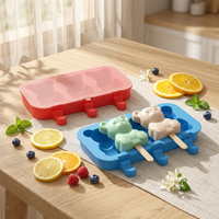 Moule en silicone en forme de 3 ours pour crème glacée, moule à glaces animaux fait maison, qualité alimentaire sans BPA, durable, pour sucettes glacées DIY