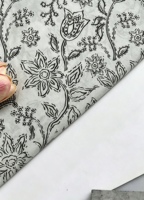 Tissu imprimé floral 100 % coton doux pour la peau, motif floral noir et blanc personnalisable, textile pour vêtements, faible MOQ