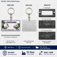 Porte-clés personnalisé en forme de plaque d'immatriculation de la Louisiane, mini plaque de voiture, porte-clés 3D en aluminium AL, souvenir des États-Unis, vente en gros