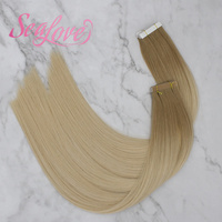 Extensions de cheveux de haute qualité, blondes avec racines foncées, à bandes adhésives, 100% cheveux humains vierges Remy