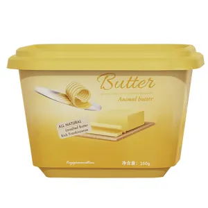 Récipient en plastique rectangulaire pour beurre à tartiner 250g 500g pot à beurre iml emballage pot à fromage à margarine