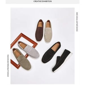 Mocassins bateau décontractés pour hommes en daim léger, mocassins décontractés en cuir véritable, mocassins en cuir de qualité pour hommes - Product Image 5