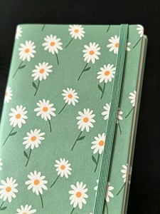Cuaderno de Tapa Dura con Estampado Floral a Todo Color, Diseño de Margaritas Silvestres en Verde Salvia, para Niñas y Estudiantes, Regalo para las Vacaciones de Primavera - Product Image 4