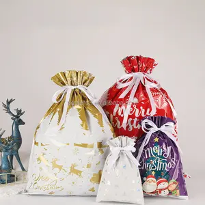 <span class=keywords><strong>Sac</strong></span> <span class=keywords><strong>à</strong></span> cordon imprimé personnalisé pour cadeau d'anniversaire Fabricant de sacs de fête en plastique de Noël - Product Image 1