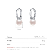 Boucles d'oreilles créoles élégantes en argent sterling 925 avec perles de coquillage, tendance vacances, boucles d'oreilles originales à fermoir pour femme, bijoux