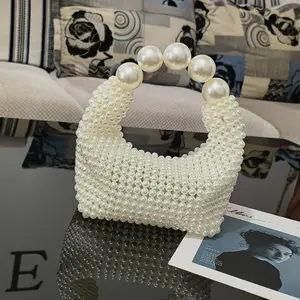 Handmade pearl beaded clutch purse ladies luxury elegant evening party women handbags