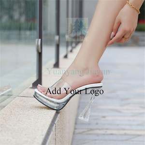 Chanclas de cristal con pantuflas para <span class=keywords><strong>mujer</strong></span> con cinta transparente con estampado de leopardo Hate Sky High - Product Image 4