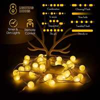Guirlande lumineuse LED personnalisée de 5 m avec 50 LED, boules rondes givrées, blanc chaud, décoration de Noël, fête, installation facile