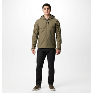 Manufacturer New Fashion <b>Canvas</b> Softshell <b>Jacket</b> <b>for</b> <b>Men</b> Latest Arrival Hooded Stand Collar Waterproof 2 Side Zipper Pockets - Product Image 1
