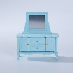 Mini Dollhouse đồ nội thất Cảnh thu nhỏ Dollhouse đồ nội thất bằng gỗ bàn trang điểm với ngăn kéo - Product Image 5