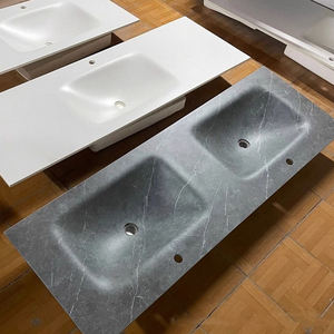 Lavabo Integrato YD Stone, Lavandino da Bagno Lucido con Curvatura a Caldo - Product Image 4