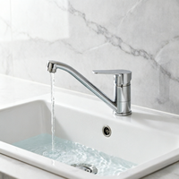 Robinet d'évier de cuisine principal en alliage de zinc de style minimaliste moderne avec noyau en céramique, idéal pour hôtels, appartements et villas
