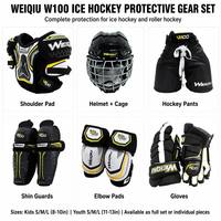 Ensemble de protection complet pour hockey sur glace : protège-épaules, casque, pantalon de hockey, protège-tibias, protège-coudes, gants – Adulte et enfant