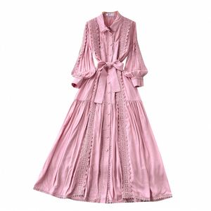 Vestido Midi Casual de Manga Larga con Cintura Imperio para Mujer, Tejido Transpirable y Lavable, con Estampado en Relieve, Estilo Ecológico para Otoño - Product Image 5