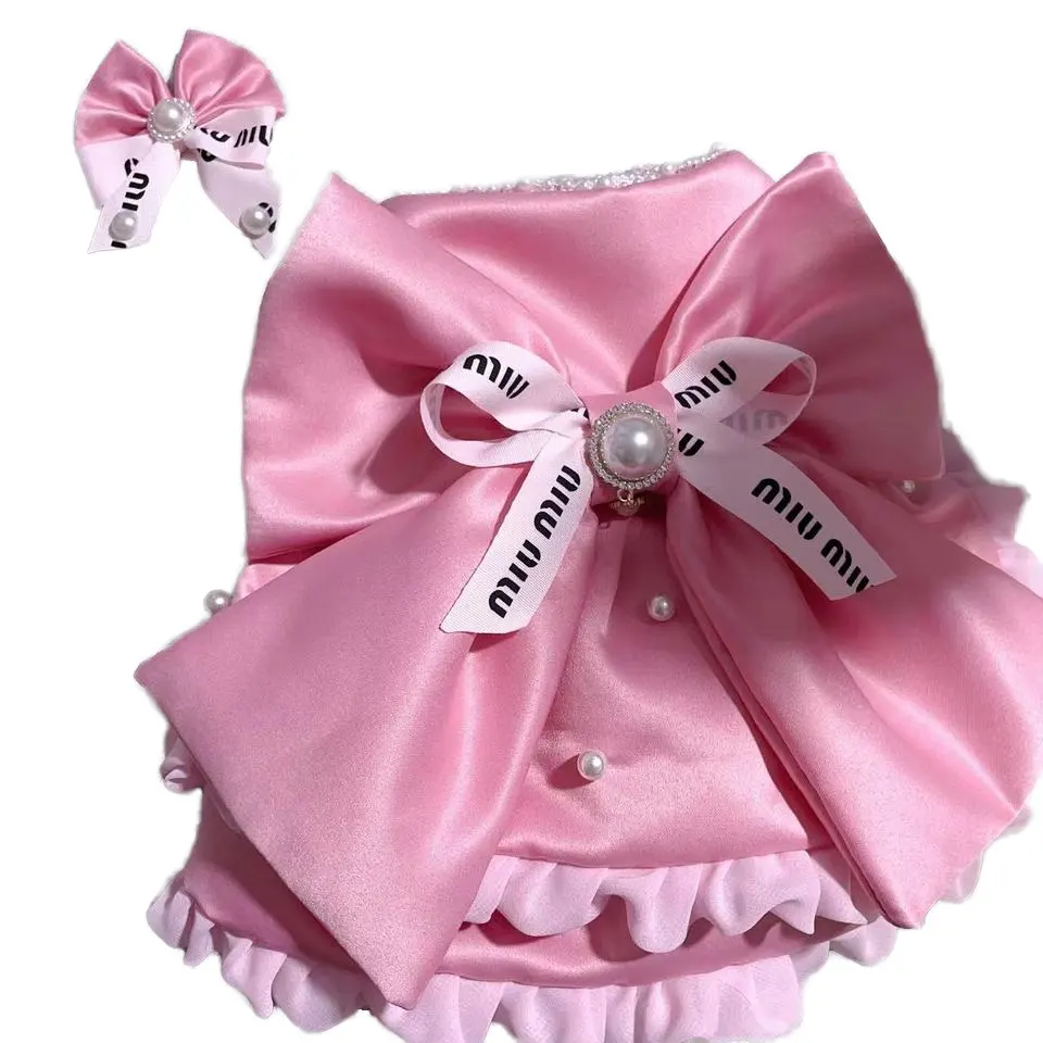 Manufacturer Wholesale Luxury Brand High Quality Designer Dog Clothes Pink Princess Dress Pet Clothing