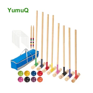 YumuQ 6 قطع مطارق 8 في 1 مجموعة ألعاب كروكيه جولف للعشب بتصميم نشط للعائلة