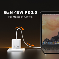 Nuevo Cargador USB C de 45W, Carga Súper Rápida, Adaptador de Cargador para Teléfono Móvil Tipo C, Mini Cargador PD GaN de 45W para Samsung, iPhone, Macbook