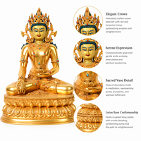 Statue de Bouddha Ksitigarbha Bodhisattva faite à la main, sculpture artisanale en laiton pour la décoration de la maison, décoration d'autel de temple