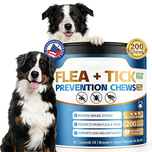 OEM/ODM対応 ノミ・ダニ・蚊を安全に駆除 犬猫ウサギ用 吸収速いビタミン入りソフトチュアブル 免疫力と皮膚の健康をサポート - Product Image 1