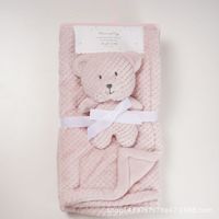 Ensemble de couverture de sécurité pour bébé en peluche de dessin animé pour enfants, couverture douce en flanelle polaire avec jouet en peluche pour bébés garçons et filles