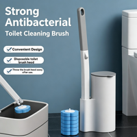 Set Sikat Toilet Sekali Pakai Dinding Bahan PP Desain Baru, Larutan Pembersih Siap Pakai, Kepala Sikat Dapat Diganti, Dapat Didaur Ulang