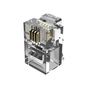 Nuevo enchufe Modular 4P4C Teléfono de 4 núcleos chapado en oro 50U grado ignífugo V0 cabeza de cristal RJ11 conectores de red - Product Image 5