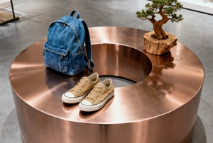 Exhibidores de pie para minoristas, para zapatos, gafas de sol y bolsos - Cobre, resistente, dimensiones personalizables, respaldo sólido - Samto - Product Image 2