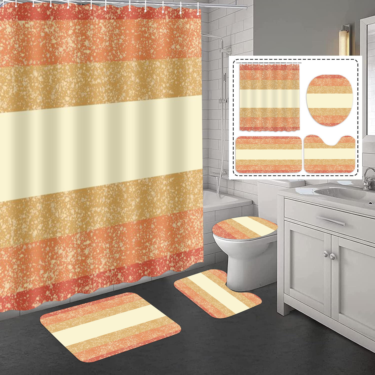 BTG89 Rayas solares naranja y beige