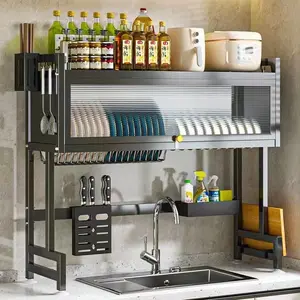 Large Capacity Dish Divider Shelves For Drying Dishes Shelf Organizer Rack Sink Dish Rack For Kitchen.