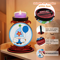Support de bougie chauffe-plat en bois avec peinture diamant 5D complète, motif gnome mignon, décoration de Noël pour bureau, cadeau artisanal