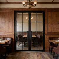 Porte intérieure en verre à double panneau, design populaire, service OEM, porte battante intérieure en verre Low-E, best-seller