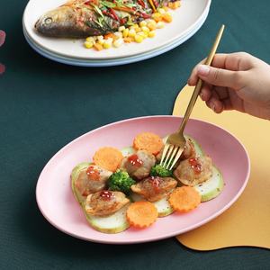 Экологически чистые небьющиеся пластиковые обеденные тарелки из пшеничного волокна овальное блюдо с растительным рисунком для ресторана и вечеринки - Product Image 4