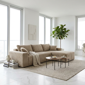 Sofá Seccional Modular en Forma de <span class=keywords><strong>U</strong></span> de 133 Pulgadas, Sin Brazos, Tapizado en Corduroy, con Otomana Móvil, 7 Cojines, Asiento Profundo, Estilo Moderno - Product Image 2