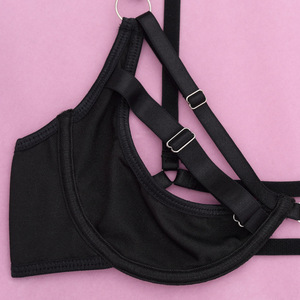 Lingerie <span class=keywords><strong>Trasparente</strong></span> Nera per Donne, Set Intimo con <span class=keywords><strong>Reggiseno</strong></span> e Mutandine con Giarrettiere - Product Image 6